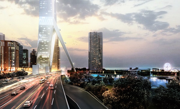 Impressie van de Gateway Tower 'fietsstandaard'.